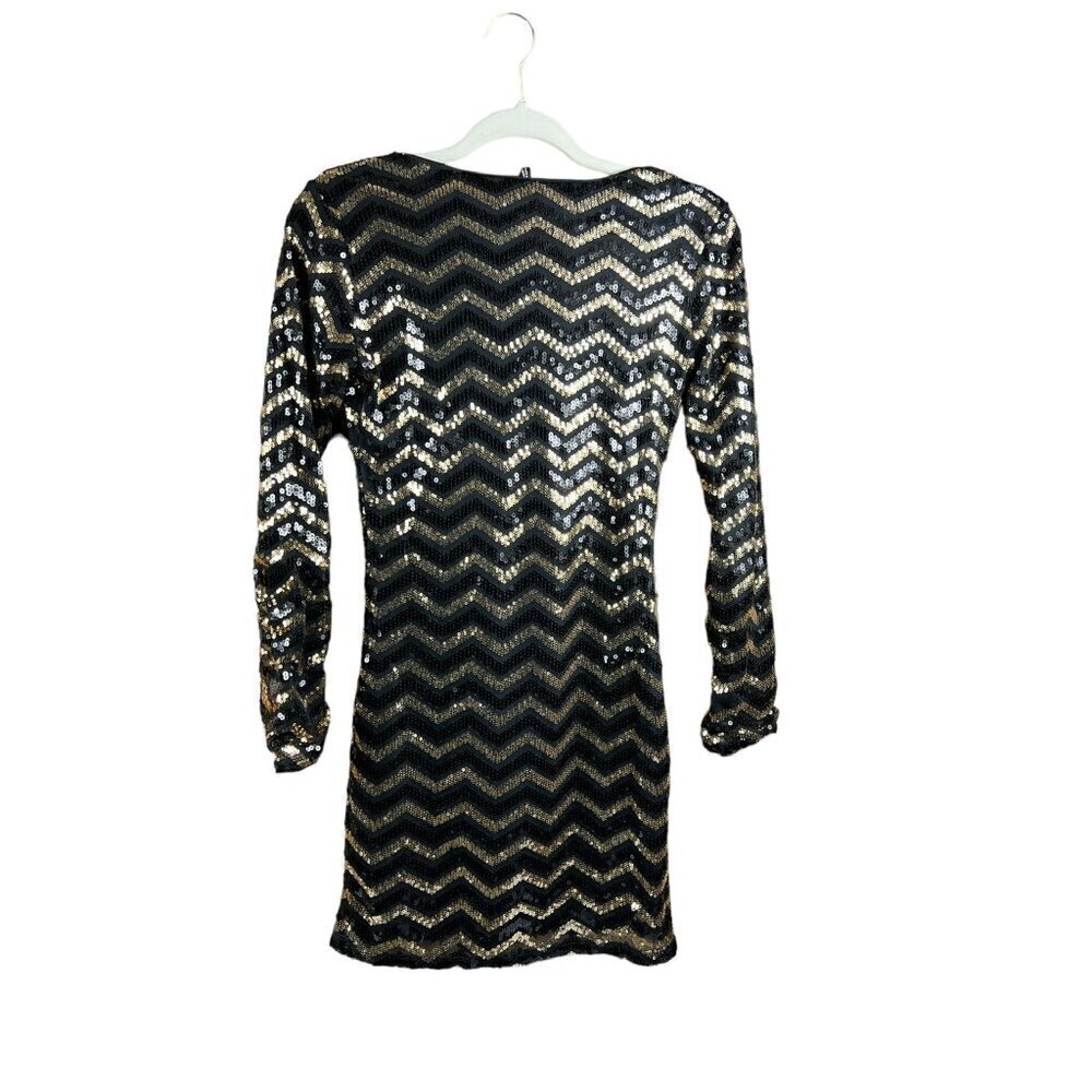 H&M Women's Sequin Black & Gold Mini Dress - Picture 2 of 6